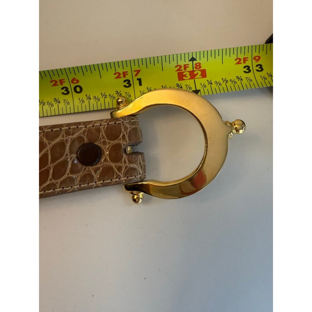 Worth Genuine American Alligator Leather Belt Sz P XS Tan Taupe Gold Buckle USA - Picture 7 of 7